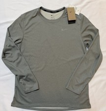 Nike  Men's SMALL Miler Dri-Fit UV Long-Sleeve Running T-Shirt in Particle Grey