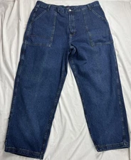 Vintage Tommy Jeans Carpenter Jeans Mens 42x32 Blue Hip-Hop Utility Pocket Y2K