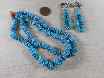OLD Santo Domingo NATURAL turquoise nugget jaclas & earrings SET - Image 1 of 3
