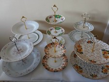 6 Various Floral Vintage Cake Stands (5) 2 Tiers Stands (1) 3 Tier Stand