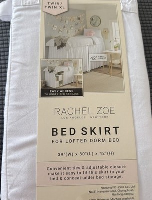 Rachel Zoe Bed Skirt Lofted Bedroom Dorm Bed Twin / XL White Elegant Bedding NEW