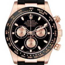 Rolex Daytona Rose Gold Black Dial Mens Watch 116515 Box Card
