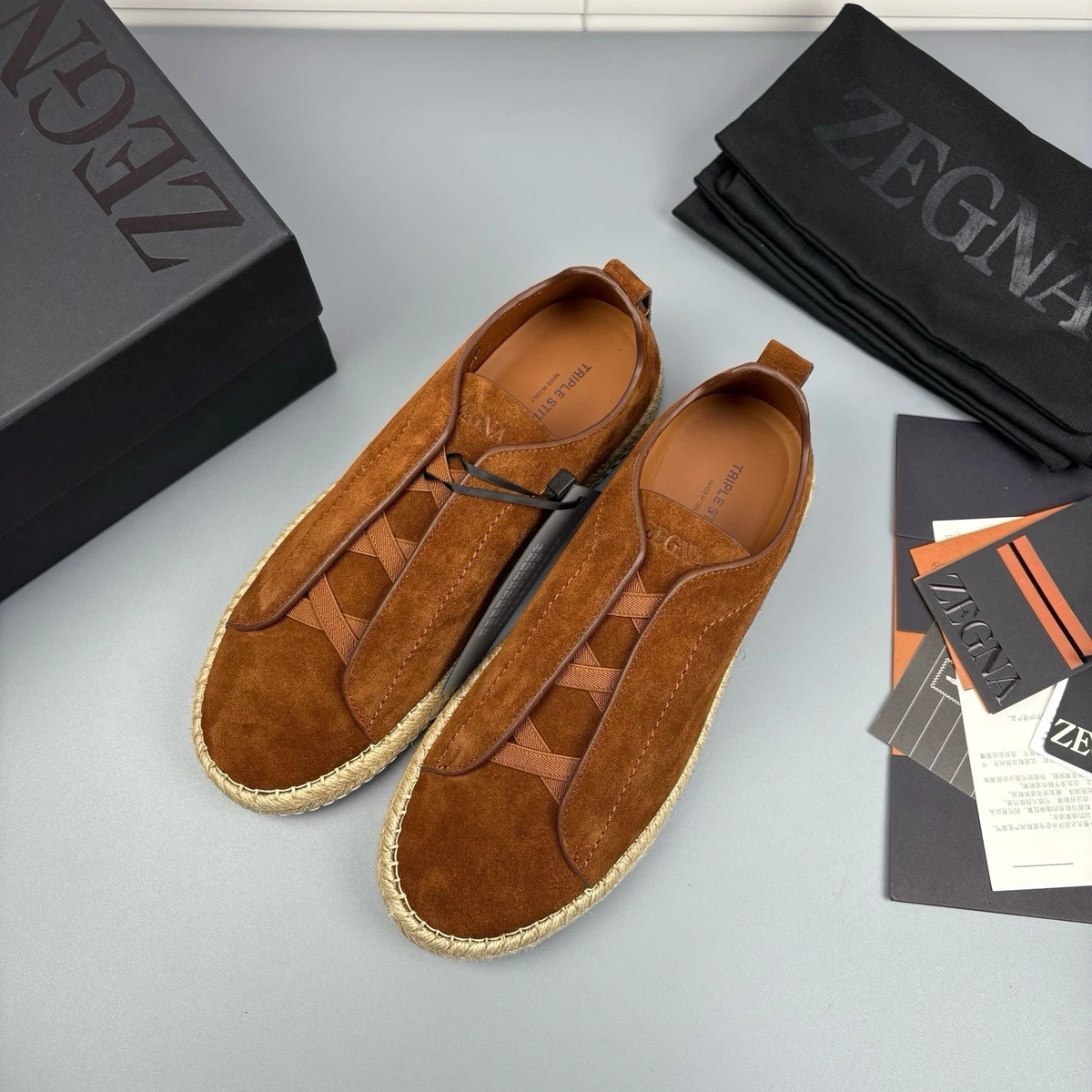 Brown Leather Upper Casual Ermenegildo Zegna Shoes for Men for