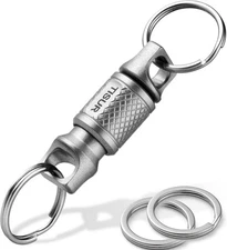 TISUR Titanium Quick Release Keychain, 1pc Swivel+2pcs Sus Key Rings 