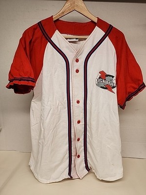 Vintage Baseball Jersey Badger Sport Jersey Shirt Made USA Size Large Lightning