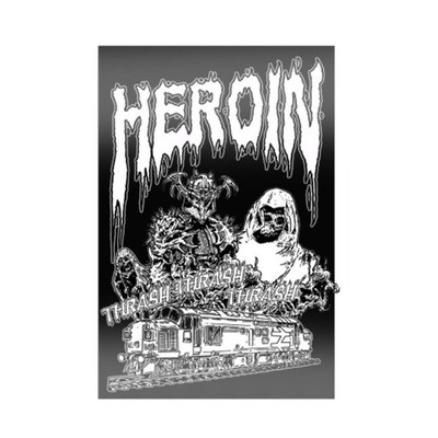 Heroin Skateboards Sticker Thrash Train Black 3.5'' x 5.5''