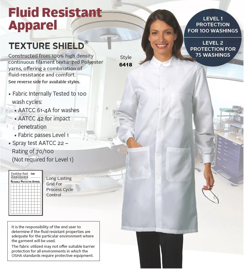 Women’s Fashion Seal 6418 White Lab Coat Size M 14–16 Fluid Resistant Snap Front - Image 3 of 4
