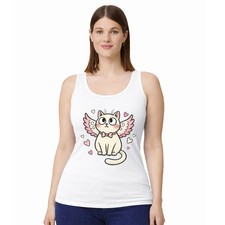 Angel Cat Damen Tr&auml;gershirt Tank Top Kawaii Katzenliebhaber Geschenk f&uuml;r sie