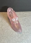 Fenton Pink Glass Hand Painted Floral Shoe