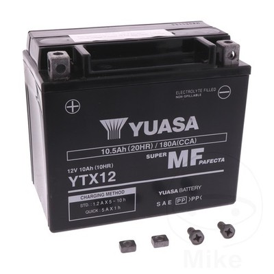 Yuasa Batterie YTX12 WET Wartungsfrei 12V 10Ah für Voge DS 650 ABS 2023