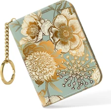 Women's Small RFID Blocking Credit Card Wallet, Blooming Flowers, Leather, Slim 