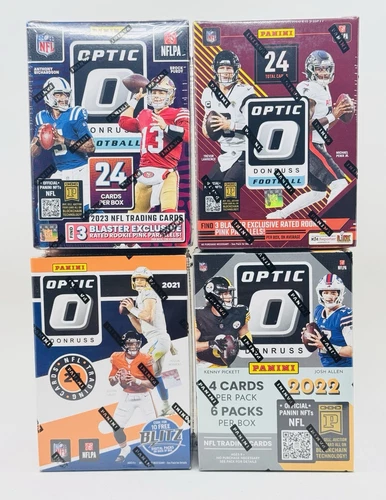 2021 + 2022 + 2023 + 2024 Panini Donruss Optic Football Blaster Box Lot of 4! 🔥