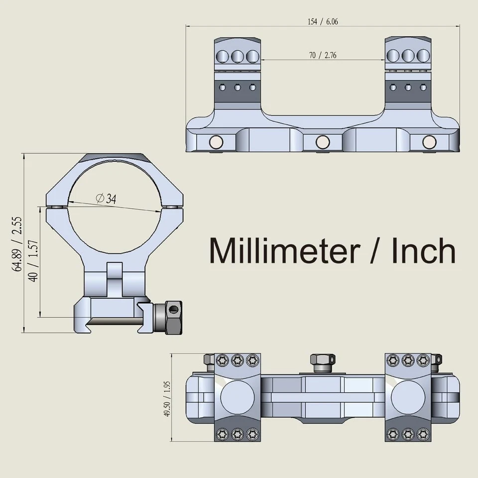 Vector Optics 20 MOA 34mm X-Accu One Piece Picatinny Rifle Scope Mount HIGH - Image 4 of 4
