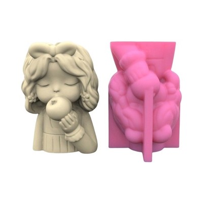 3D Apple-Girl Planter Mold Flower Pot Silicone Mold DIY Pen Holder Home Decor