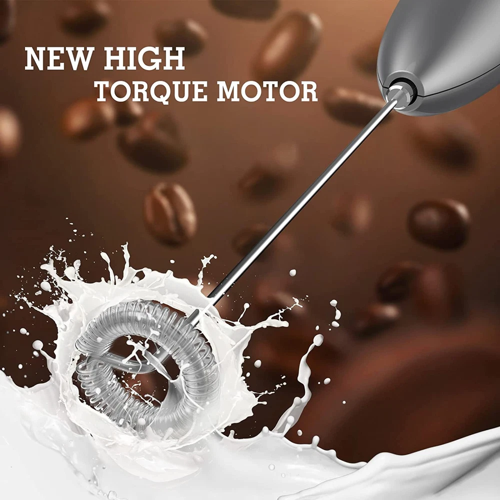 Milk Frother Handheld Battery Operated Electric Foam Maker, Drink Mixer with Sta