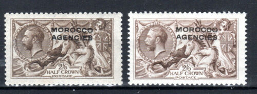 Morocco Agencies 1914-31 2s 6d GB "Sea Horses" opt values SG 50-51 2 shade MH - Picture 1 of 1