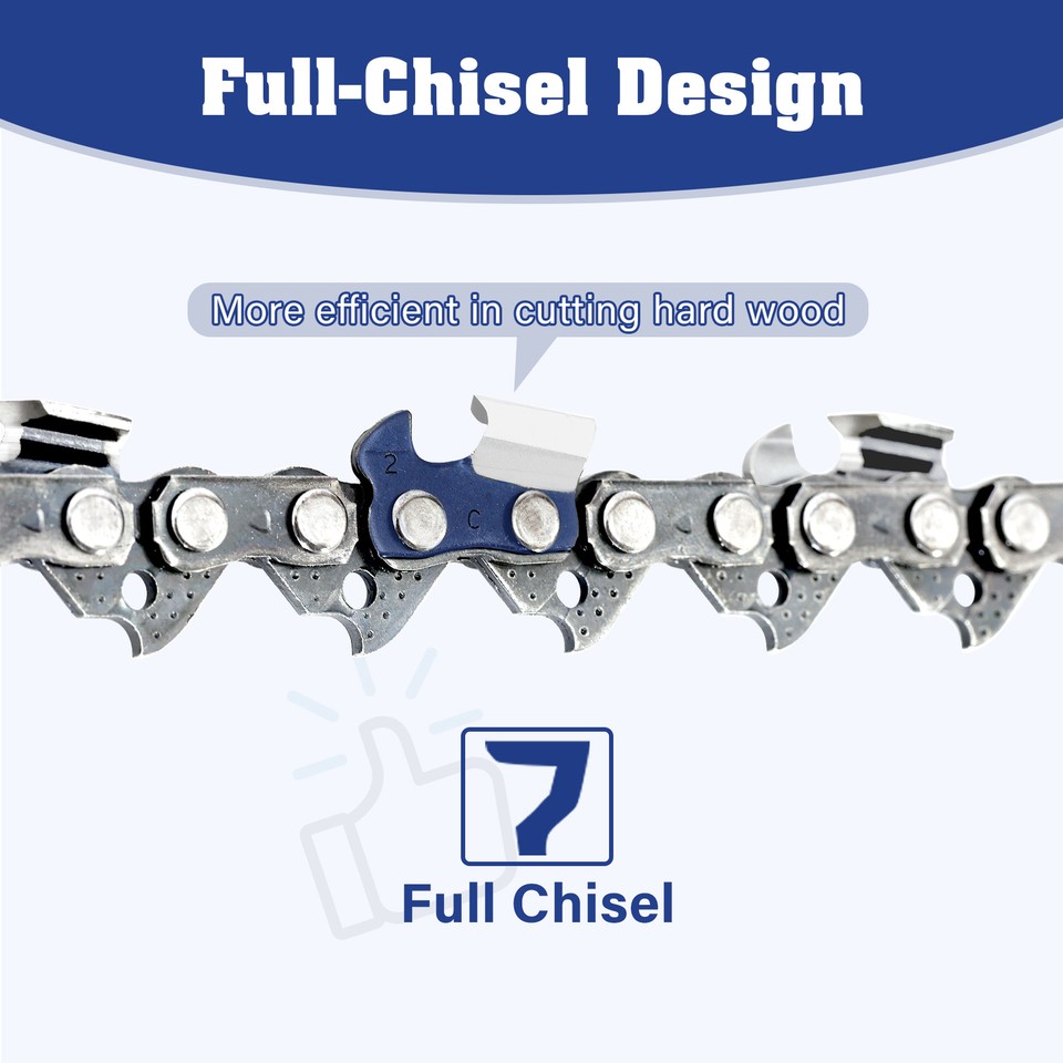 2PCS 20-inch Chainsaw Chain 0.325-inch .058-inch 76DL Full-Cut Teeth