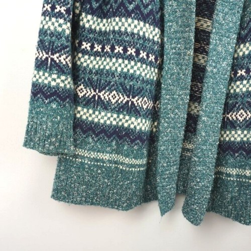 LL Bean Blue Green Patterned Long Sweater Size Large Petite - Picture 2 of 9