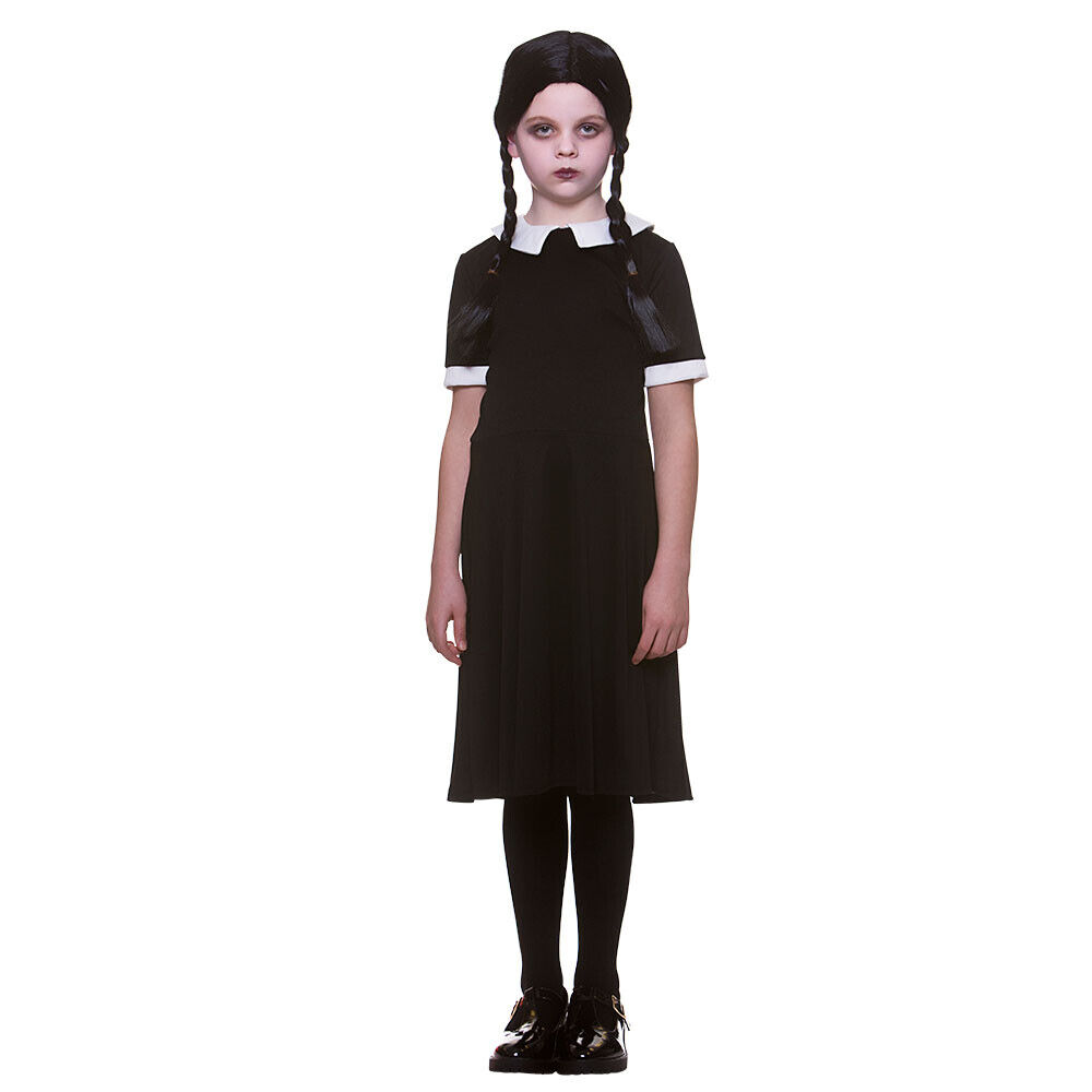 Toddler Wednesday Addams Family Costume Dress & Wig