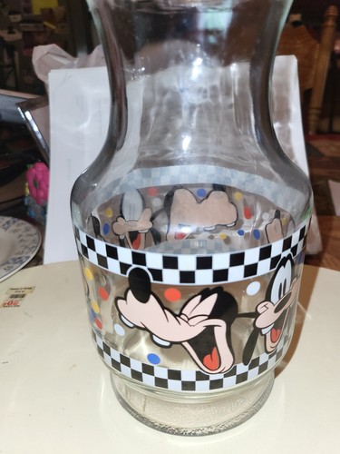 Disney Anchor Hocking Clear Glass Disney Goofy Juice jar Pitcher vintage collect - 第 2/3 張圖片