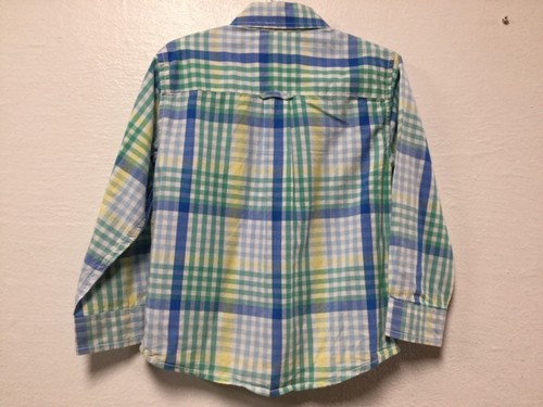 Boys Dress Shirt Size 4T Blue Green Yellow White Plaid Checks J Khaki 167 - Picture 5 of 6