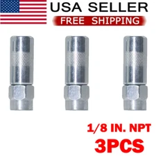 3PC Heavy Duty 1/8 In. Npt Grease Gun Coupler  Flat Nozzle US