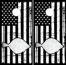 Flounder Flag LAMINATED Cornhole Wrap Bag Toss Skin Decal