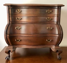 Vintage Miniature Mahogany Bombe Chest w/ Ball & Claw Feet