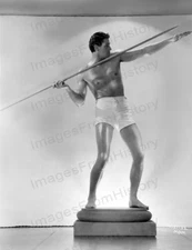 8x10 Print Johnny Weissmuller Posing with Javelin Bare Chest #6914