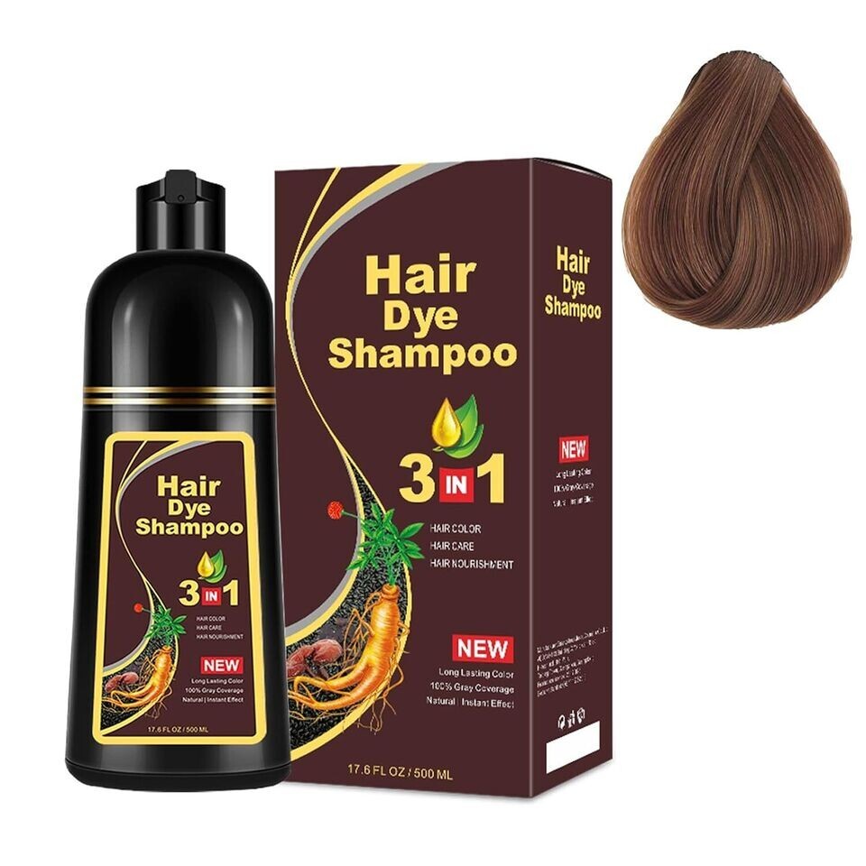 Hair Dye Shampoo 3 in 1 Hair Shampoo Instant Hair Dye (Chestnut Brown Color)-image