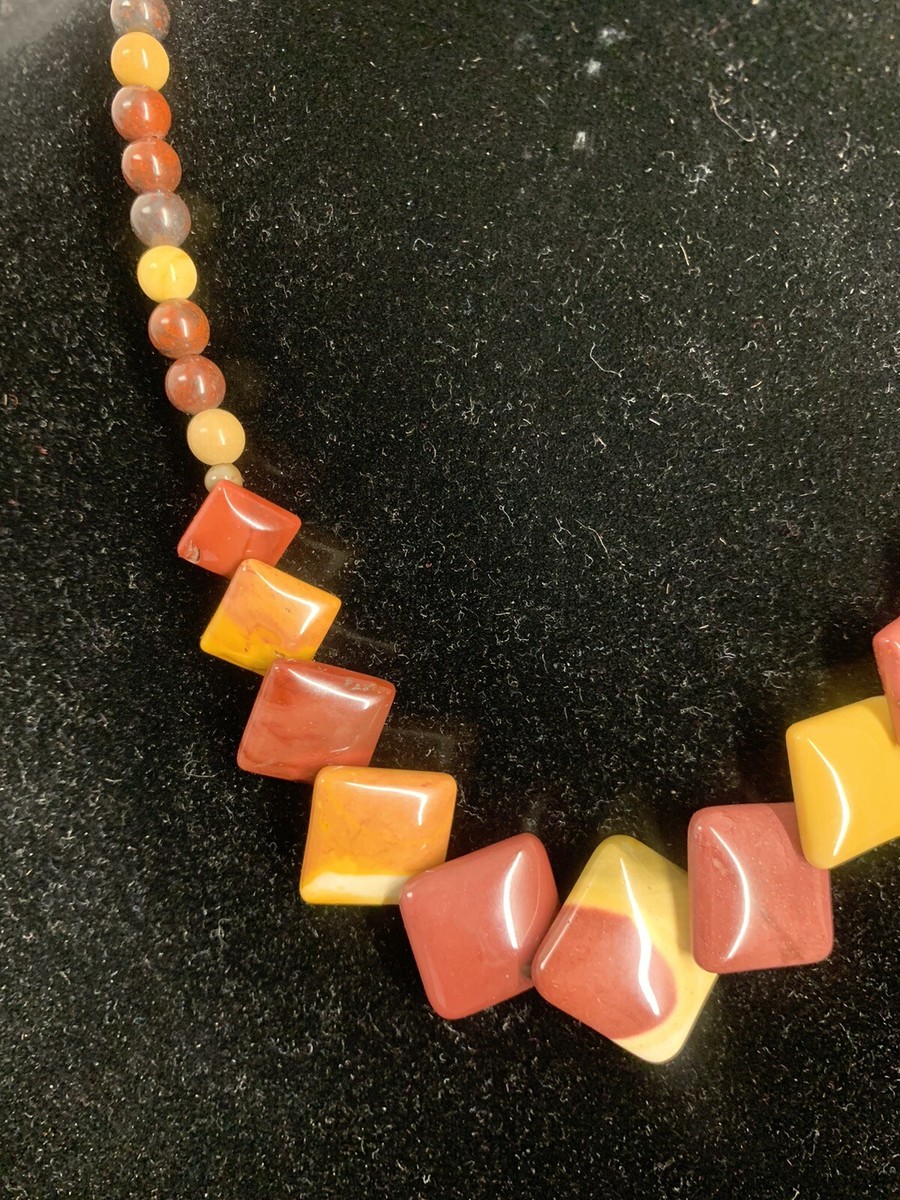 Women’s Beaded And Square Polished Ceramic/Porcelain Multicolor Necklace-18” View 3