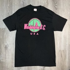 Vintage Washington DC Shirt Men XL Black Tee Single Stitch USA Made 80s
