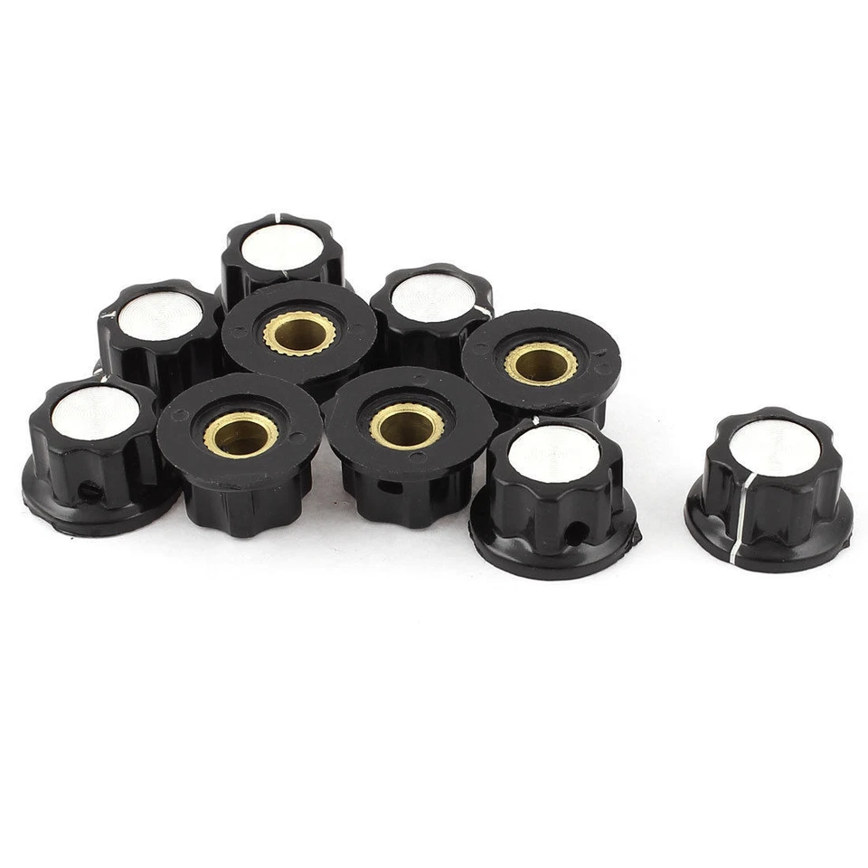 10Pcs Top Rotary Control Turning Knob for Hole 6mm Dia Shaft Potentiometer Set - Image 3 of 4