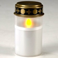 Weisse LED Grabkerze Grablicht weiss Grabschmuck LED Grablampe