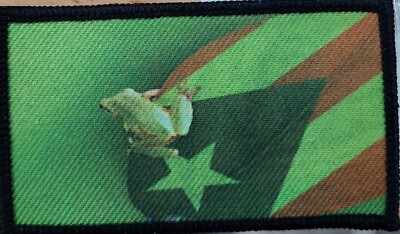 Puerto Rico Flag With Coqui Patch W/ Hook & Loop Fastener I