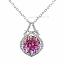 8 Ct Beautiful Pink Diamond Solitaire Pendant-Free 1ct Diamond Solitaire Studs