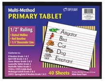 Top Flight Multi-Method 1/2" Ruled Primary Tablet 40 Sheets