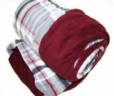 Biddeford Heated Electric MicroPlush Reversible Wine Red Plaid Throw Blanket