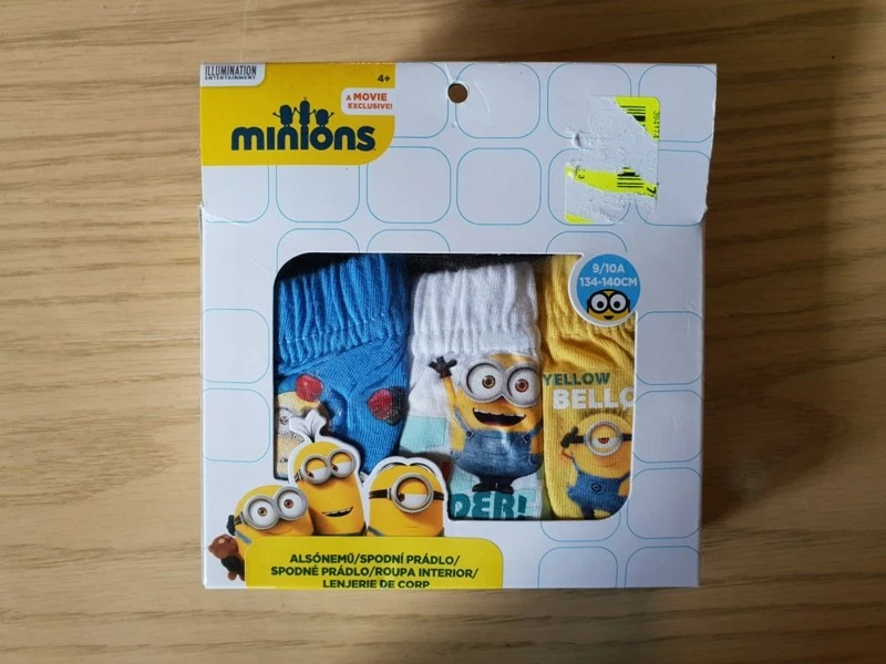 LOT DE 3 SLIPS GARCON LES MINIONS AGE 9/10 ANS (134/140CM) 100% COTON - Photo 1/1