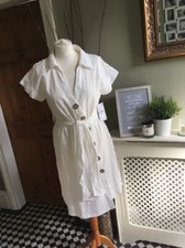 ZARA Off White Textured Weave Tunic Shirt Dress Small  BNWT