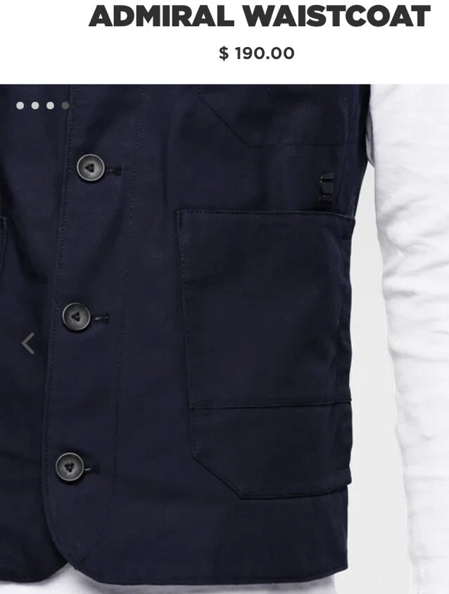 $190 G Star Raw Pequeño Azul Marino Almirante Chaleco Chaqueta Línea Correcta 3D Foto 3 de 4