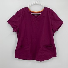 Scrubstar Women's Short Sleeve Nurse Scrubs Shirt Pockets Solid Pink Size XL