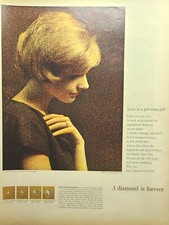 De Beers Diamond Ring A Tender Message Forever Vintage Print Ad 1964