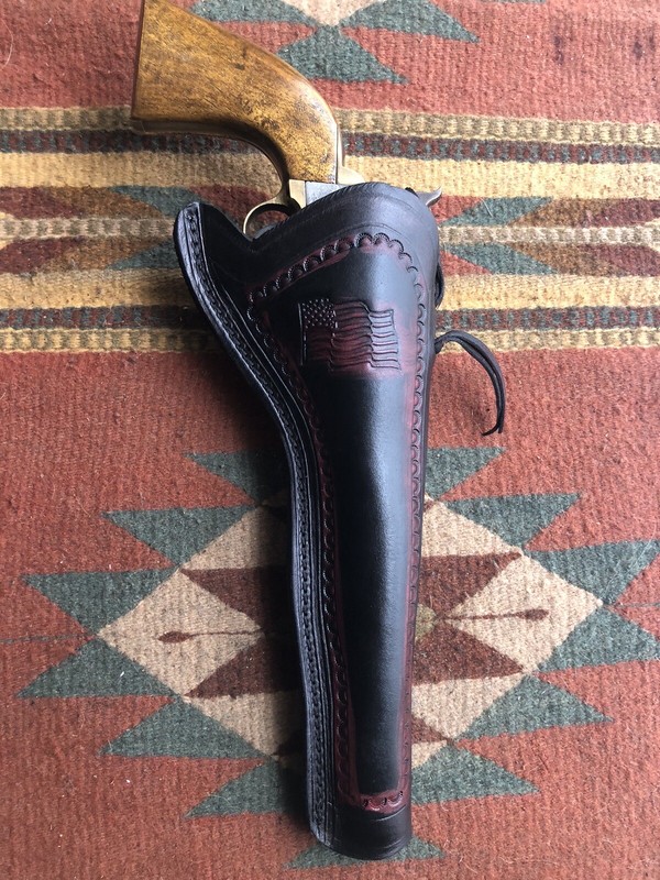 FITS Remington 1858 Colt 1860 Army Revolver 8" Western Leather Holster USA Flag