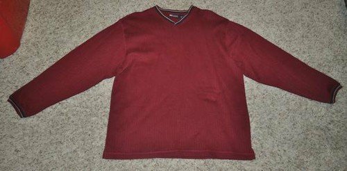 Mens Sweater Faded Glory Red Burgundy V 