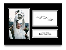 Jack Charlton Signed A4 Photo Autograph Leeds United Memorabilia Display + COA