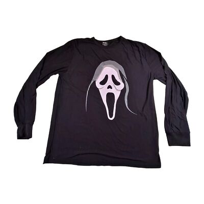 Scream Ghost Face T-Shirt Adult XL Fun World Scary Horror Black Long Sleeve Top