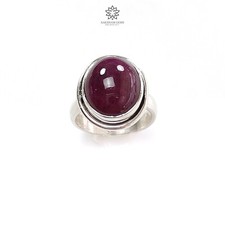6.72gms Red Ruby Gemstone Oval 925 Sterling Silver Bezel Set Ring Size 6 US