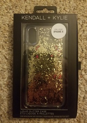 Incipio iPhone X Kendall + Kylie Liquid Glitter Case, Hearts+ Durable Phone Case