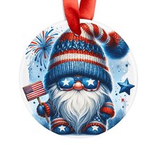 Patriotic Gnome Acrylic Ornament, Fourth of July Decor, Holiday Keepsake